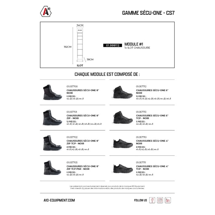 Concept store SÉCU-ONE CS7 x1 chaussures 1 face