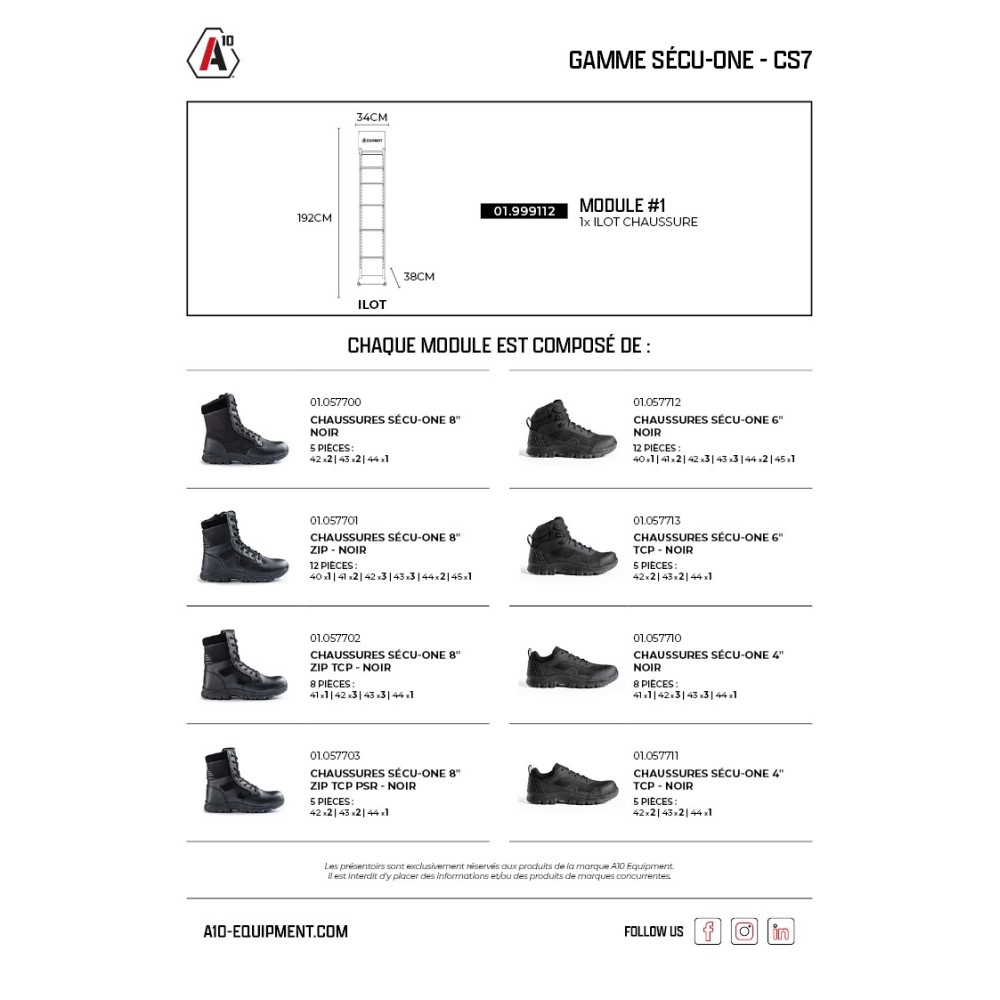 Concept store SÉCU-ONE CS7 x1 chaussures 1 face